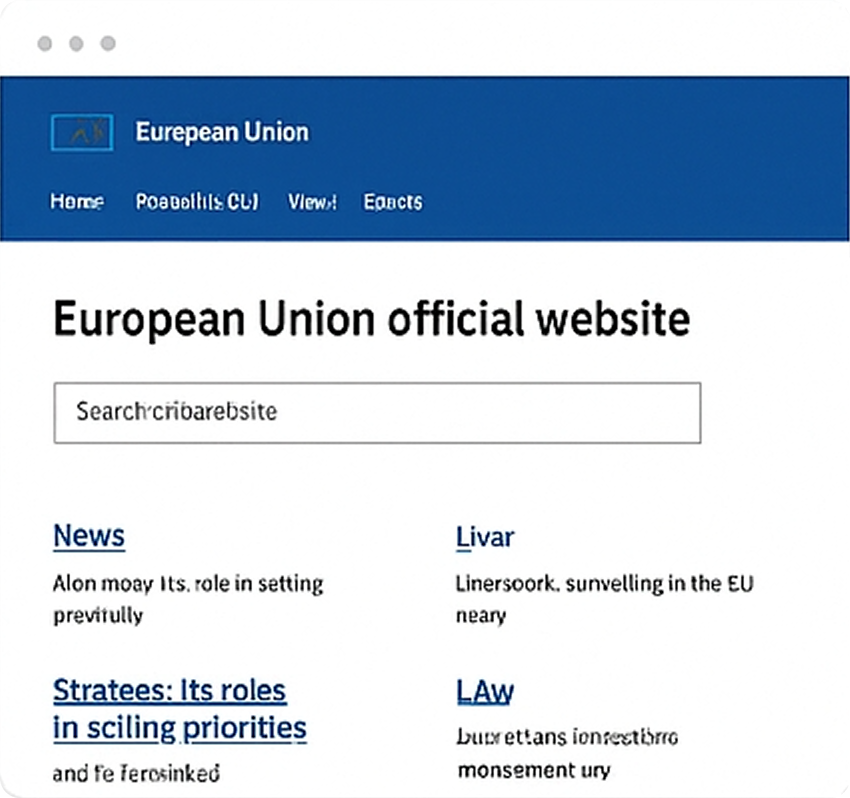Benchmark EU - Design épuré et recherche prioritaire