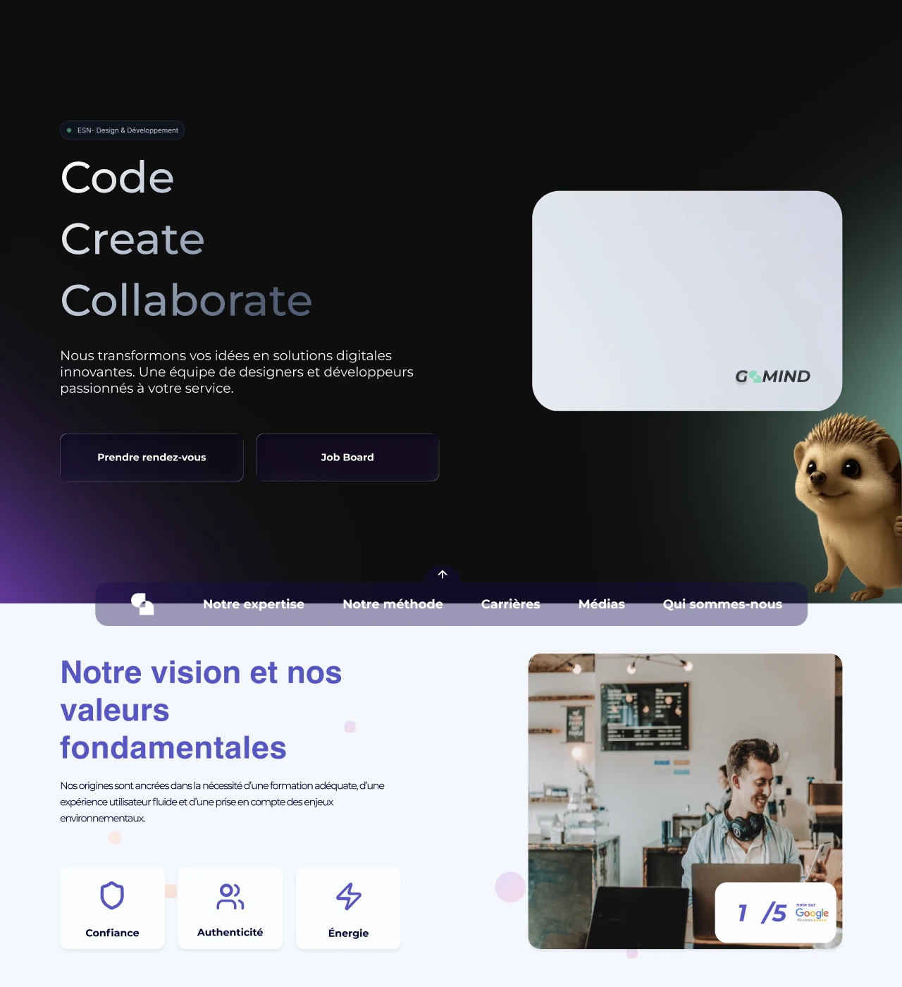 Site GoMind après refonte - Interface moderne avec design system et identité visuelle améliorée